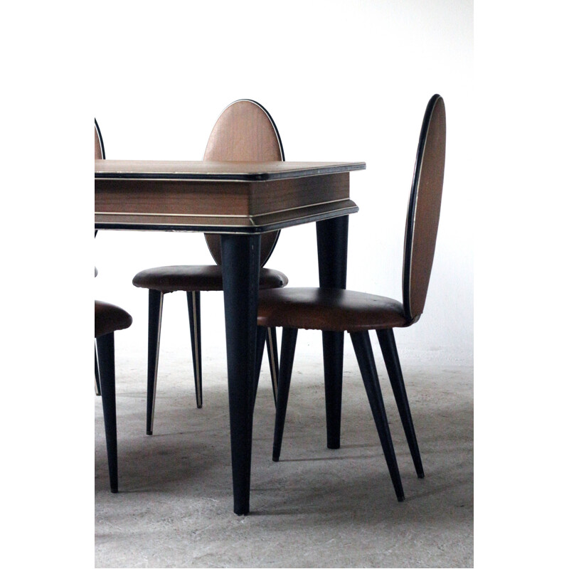 Mid-century dinning table & 6 chairs by Umberto Mascagni, Italy 1950's