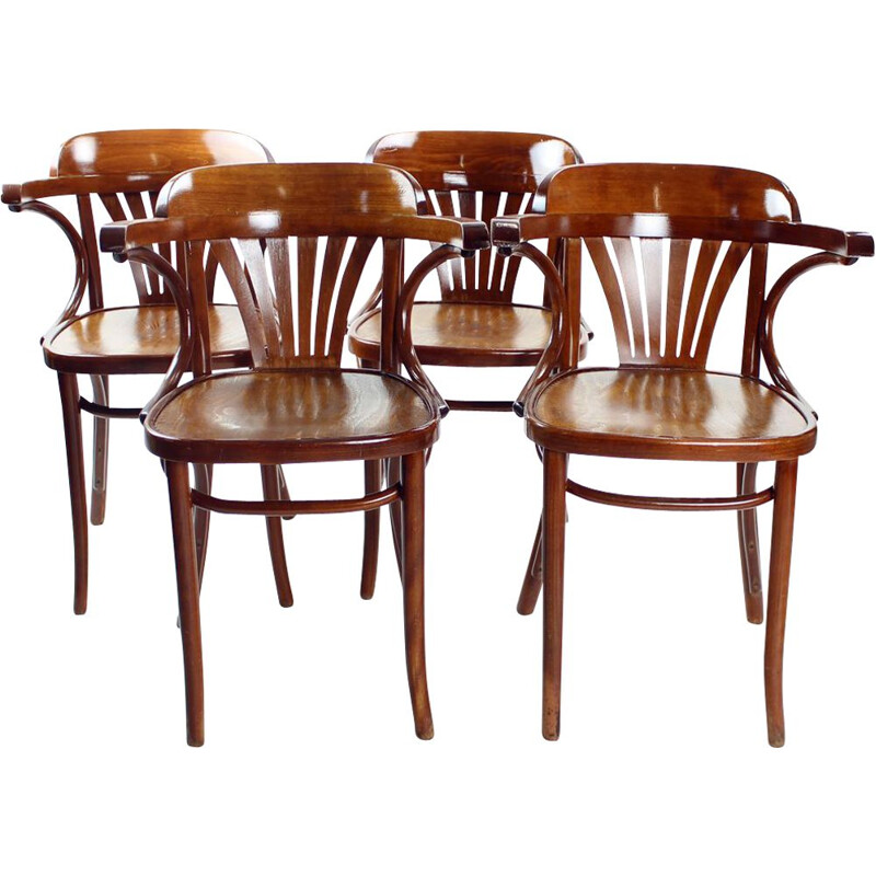 Set of 4 vintage bistro chairs, Czechoslovakia 1970s