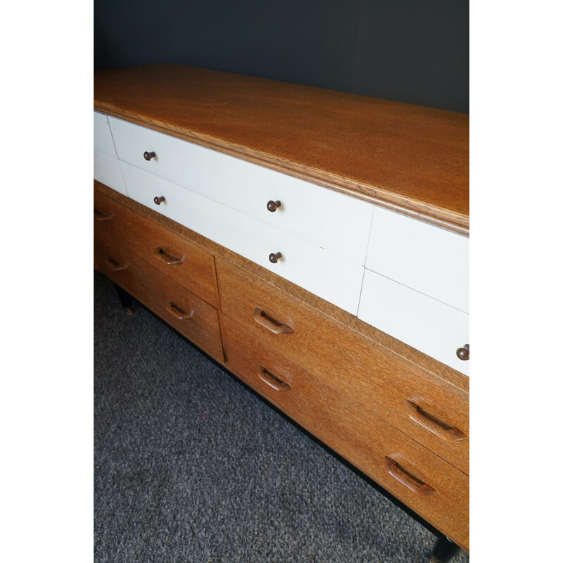 Mid century G Plan "China White" sideboard with 10 drawers, UK 1950s