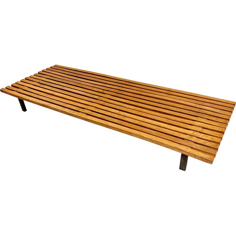 Vintage Cansado oakwood bench by Charlotte Perriand for Steph Simon, 1954