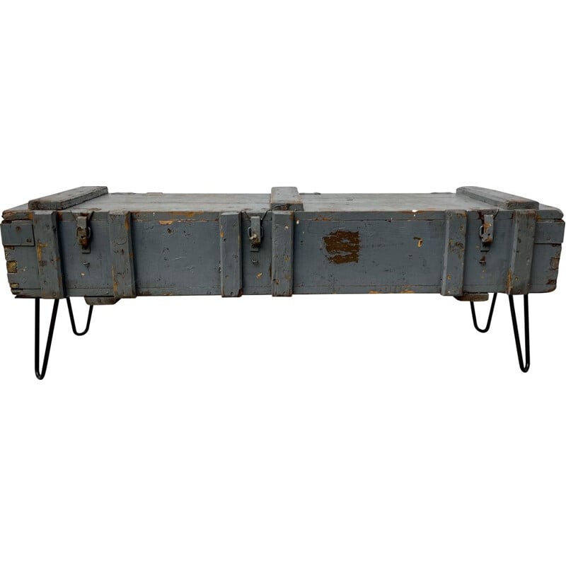 Vintage wooden military storage chest, 1945