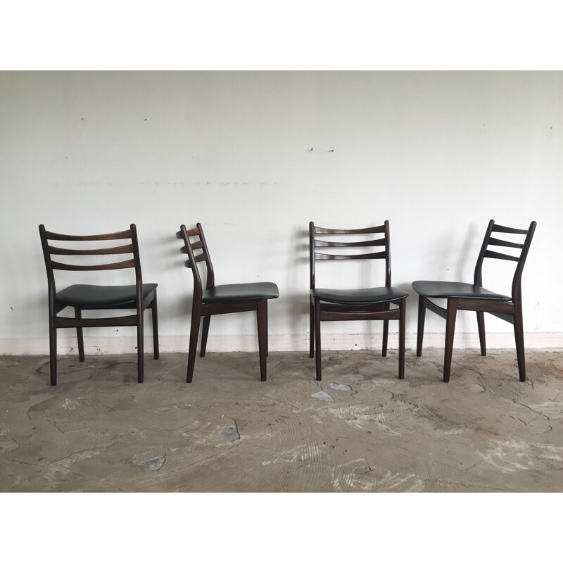 Set of 4 Topform chairs in wood and leatherette - 1950s