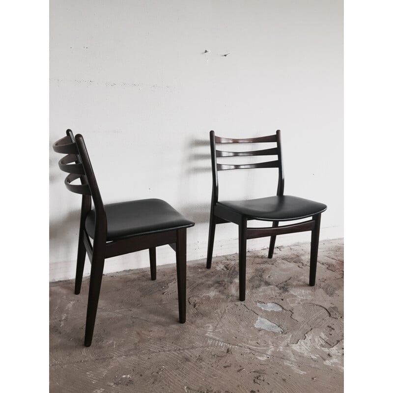 Set of 4 Topform chairs in wood and leatherette - 1950s