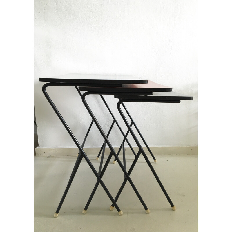 Set of 3 Pilastro industrial nesting tables - 1960s