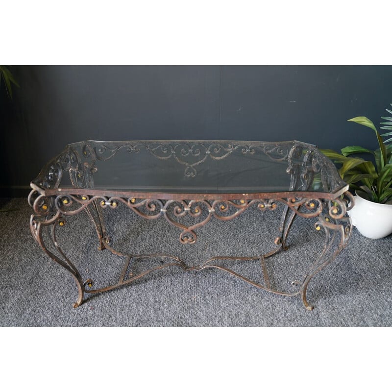 Handmade Vintage Wrought Iron Garden, Iron Garden Console Table