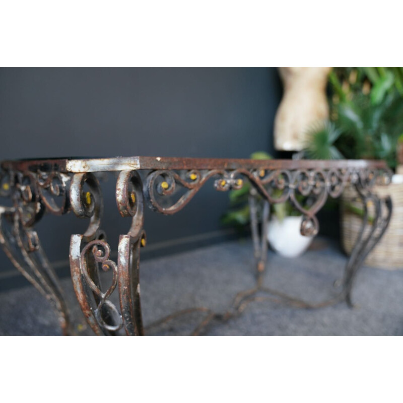Handmade Vintage Wrought Iron Garden, Wrought Iron Garden Console Table