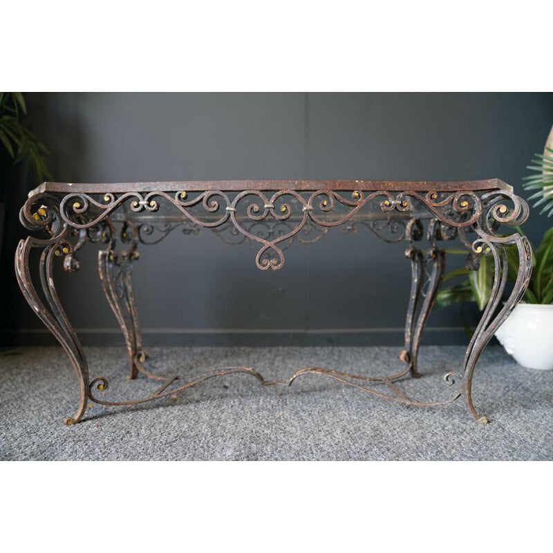 Handmade Vintage Wrought Iron Garden, Iron Garden Console Table