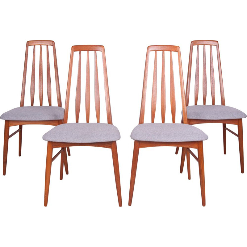 Set of 4 mid century teak Eva dining chairs by Niels Koefoed for Koefoeds Hornslet, Denmark 1960s
