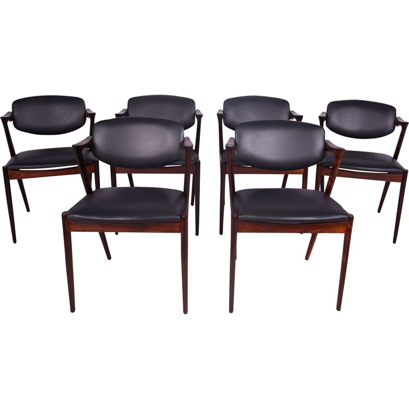 Set of 6 vintage rosewood dining chairs by Kai Kristiansen for Schou Andersen, 1960s