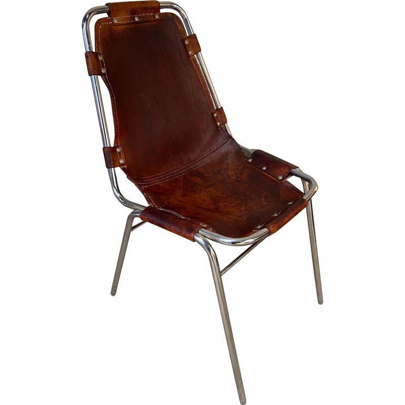 Vintage Les Arcs leather chair for Charlotte Perriand, 1969