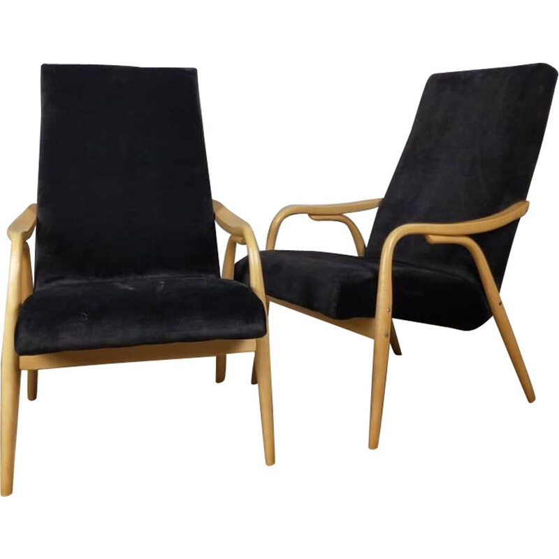 Pair of vintage armchairs by Antonin Susam for Ton, 1950