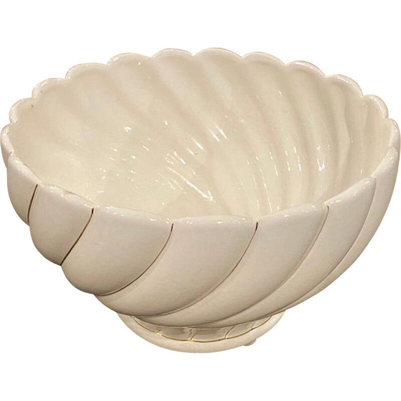 Mid-century white and gold porcelain bowl by Tommaso Barbi, 1970s