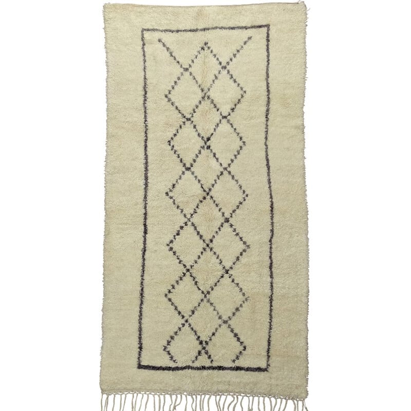 Vintage Berber rug Beni ouarain in natural wool