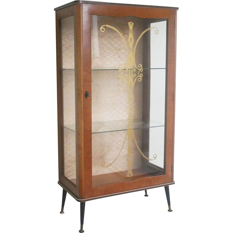 Mid century teak and glass display cabinet