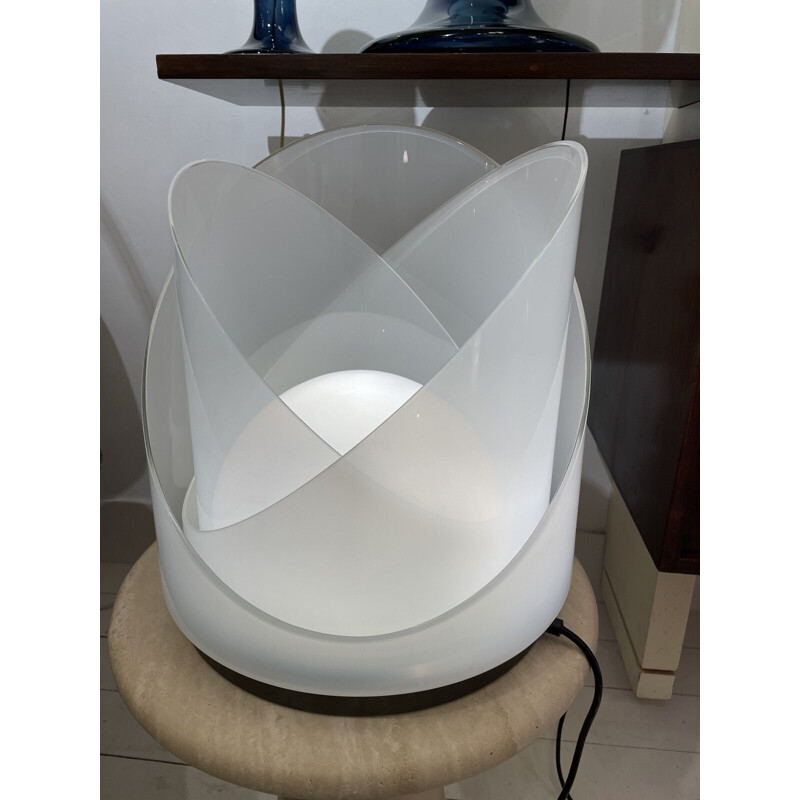 Vintage modulable white Murano glass table lamp by Carlo Nason For Mazzega, 1960s