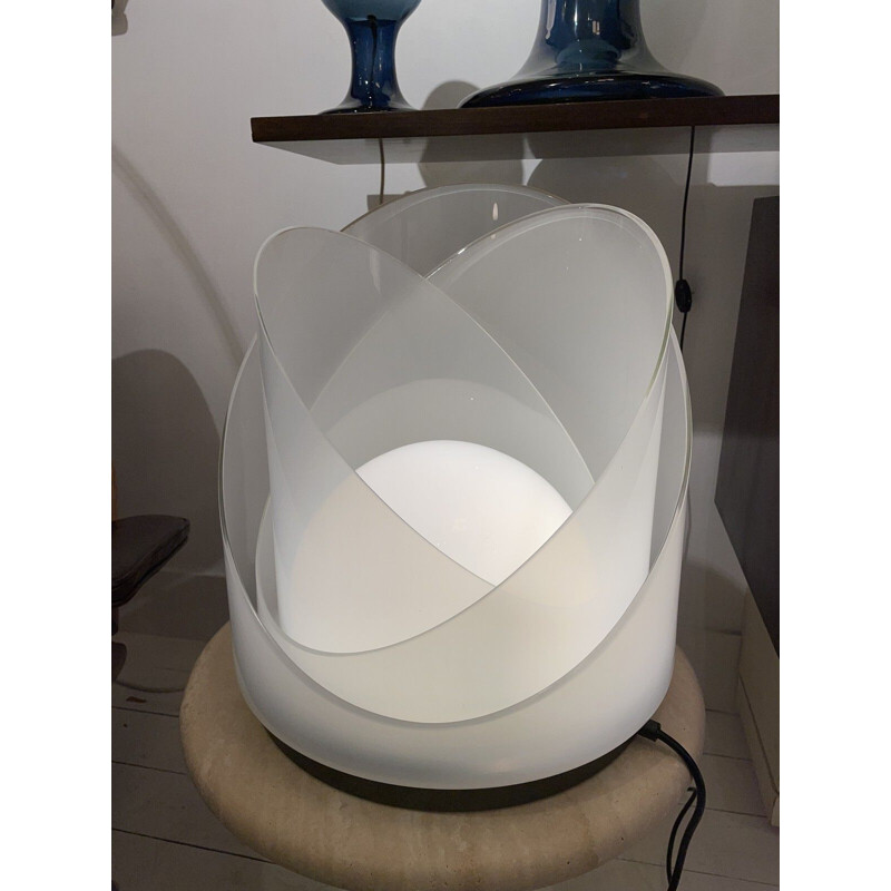 Vintage modulable white Murano glass table lamp by Carlo Nason For Mazzega, 1960s