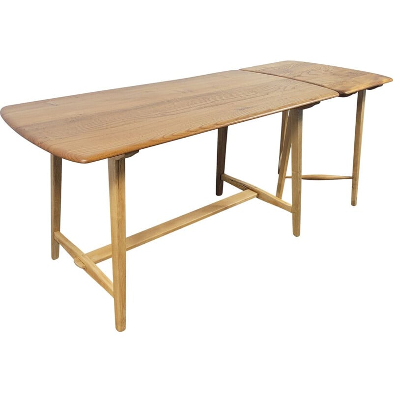 Vintage Ercol plank dining table & extension table, 1950-1960s