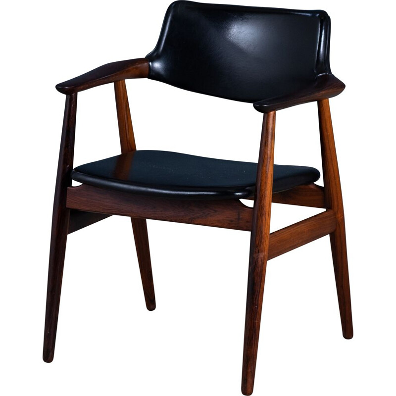 Rosewood and leather vintage armchair by Erik Kirkegaard for Glostrup Furniture, 1960s
