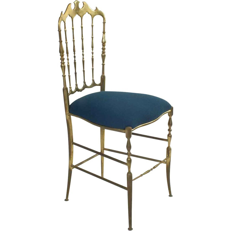 Vintage Chiavari chair with midnight blue velvet