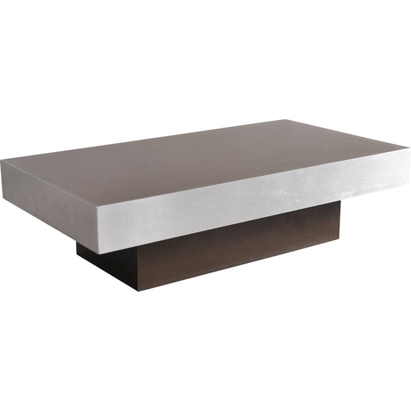 Vintage Italian laminated & chrome coffee table by Willy Rizzo, 1970s