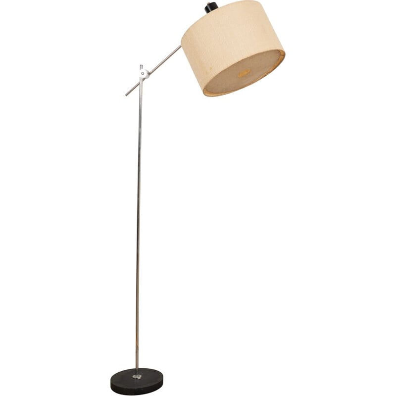 Vintage chrome plated metal and fabric floor lamp