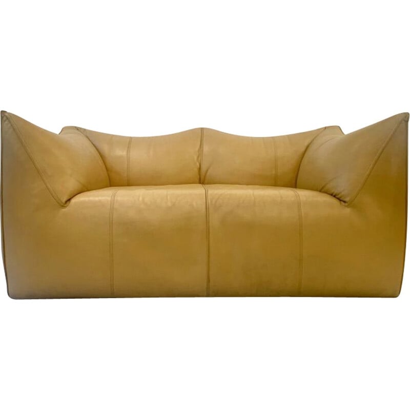 Le Bambole vintage leather sofa 2 seats by Mario Bellini for B&B, Italy 1970