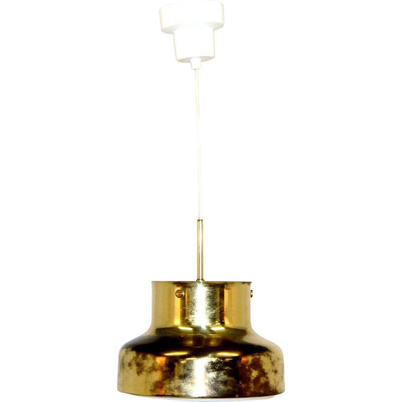Vintage gold metal pendant lamp by Anders Pehrson for Ateljé Lyktan, 1970