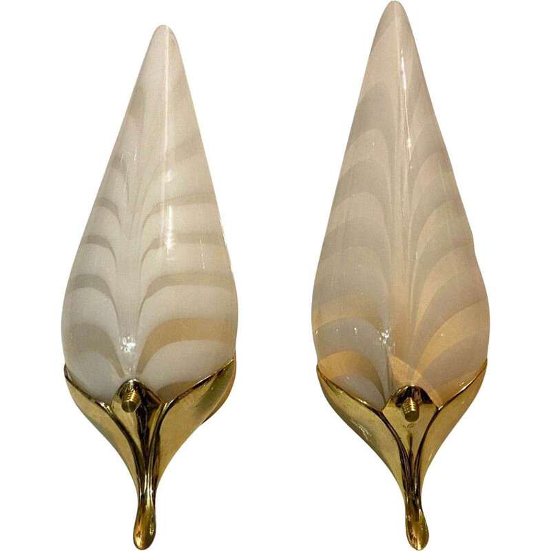 Pair of Italian vintage Murano glass wall lamps