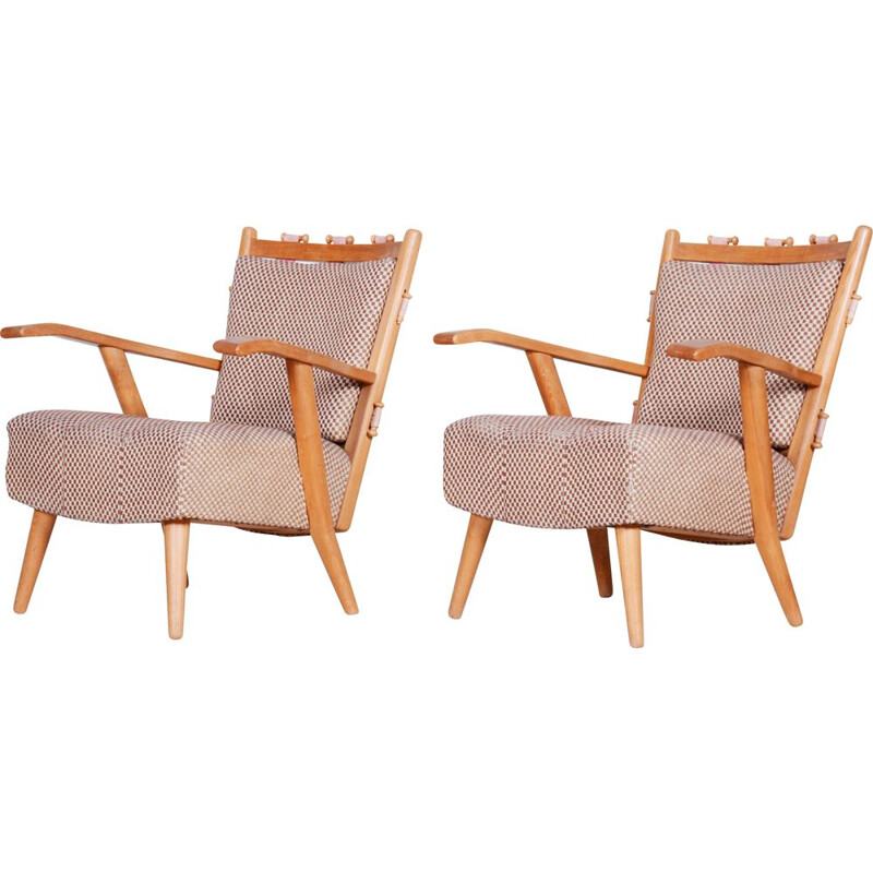 Pair of mid century armchairs by Úluv, 1950s