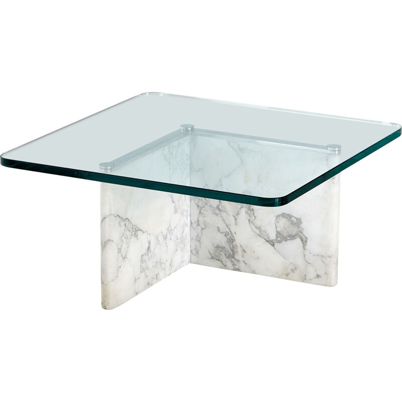 Marble and glass vintage coffee table, 1980s