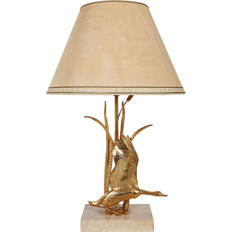 Vintage travertine and brass table lamp by Lanciotto Galeotti, 1970