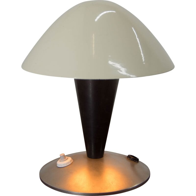 Bauhaus vintage table lamp in metal and bakelite, 1930s