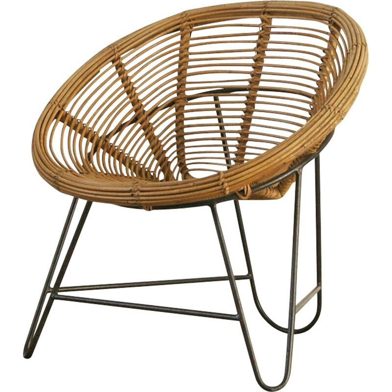 Mid-century rattan armchair, 1950s