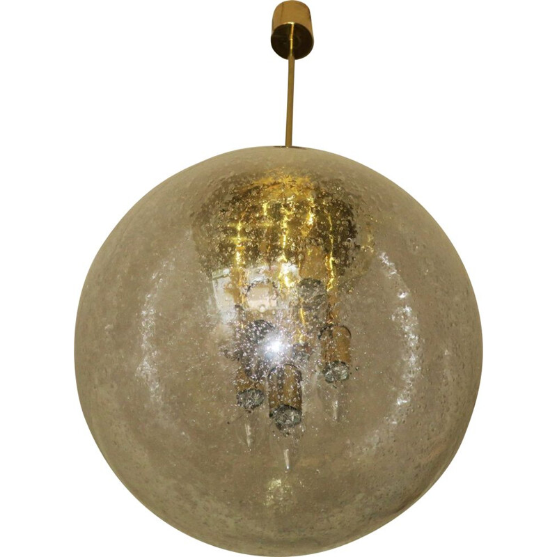 Vintage brass and glass pendant lamp by Ger Furth for Doria Leuchten, 1970