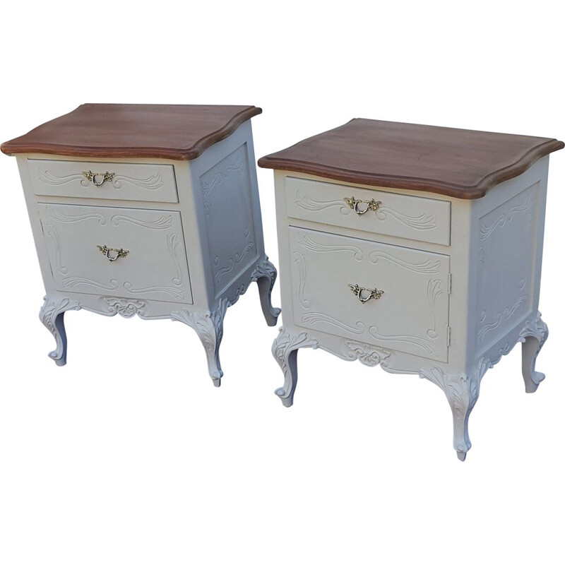 Pair of vintage night stands in light gray
