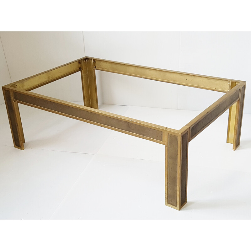 Vintage coffee table in glass and bronze  - 1970s