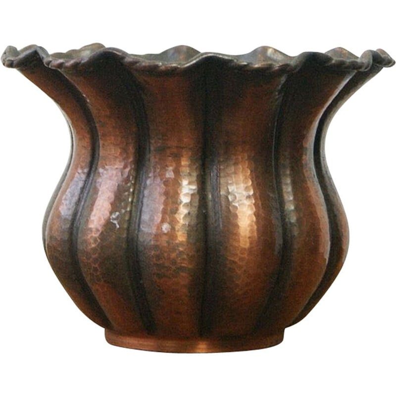 Italian vintage wrought copper cachepot by Egidio Casagrande for Trydent, 1950s