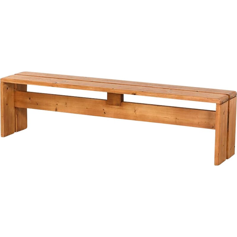 Vintage bench from Les Arcs in solid pine, 1973
