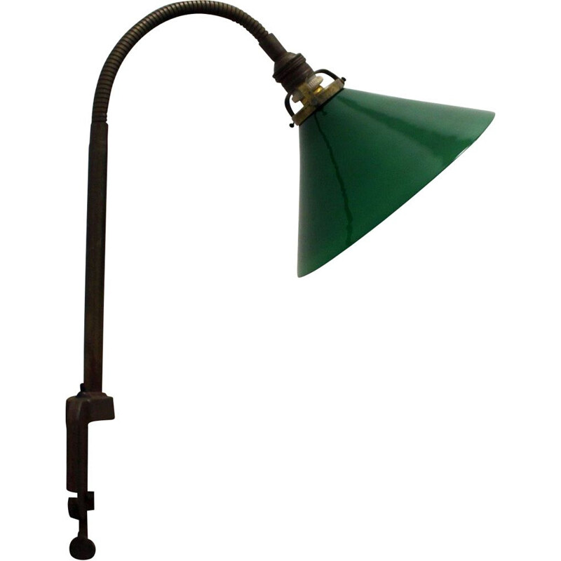 Vintage clamp lamp in green opaline