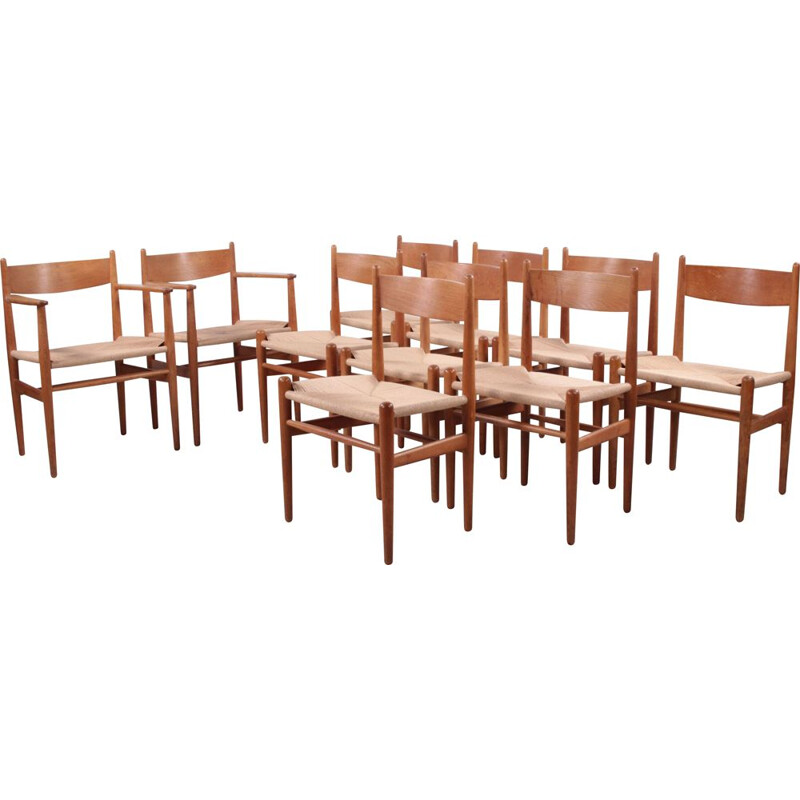 Set of 10 vintage dining chairs by Hans Wegner for Carl Hansen & Søn, Denmark