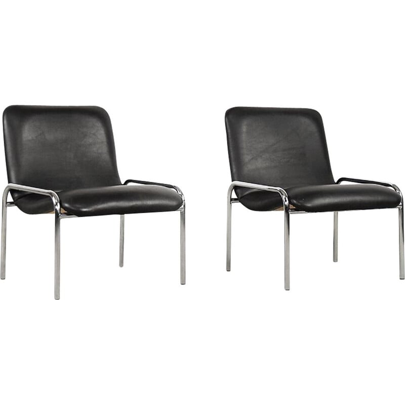 Pair of vintage chrome armchairs by Thonet, 1970s