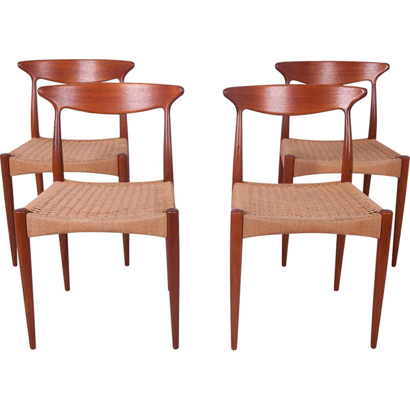 Set of 4 vintage Danish dining chairs by Arne Hovmand-Olsen for Mogens Kold, 1960s
