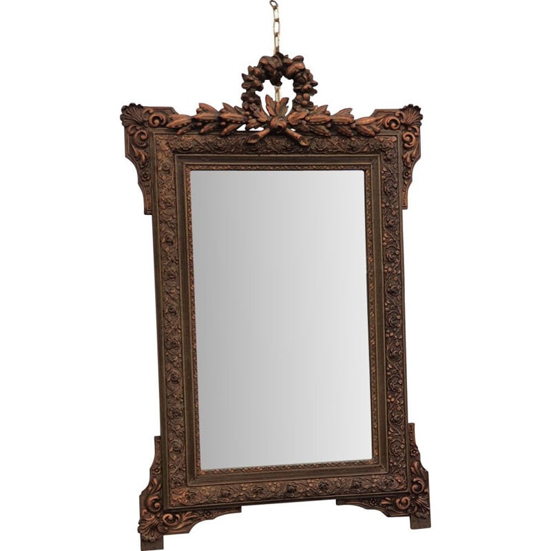 Vintage mirror in wood and gilded staff