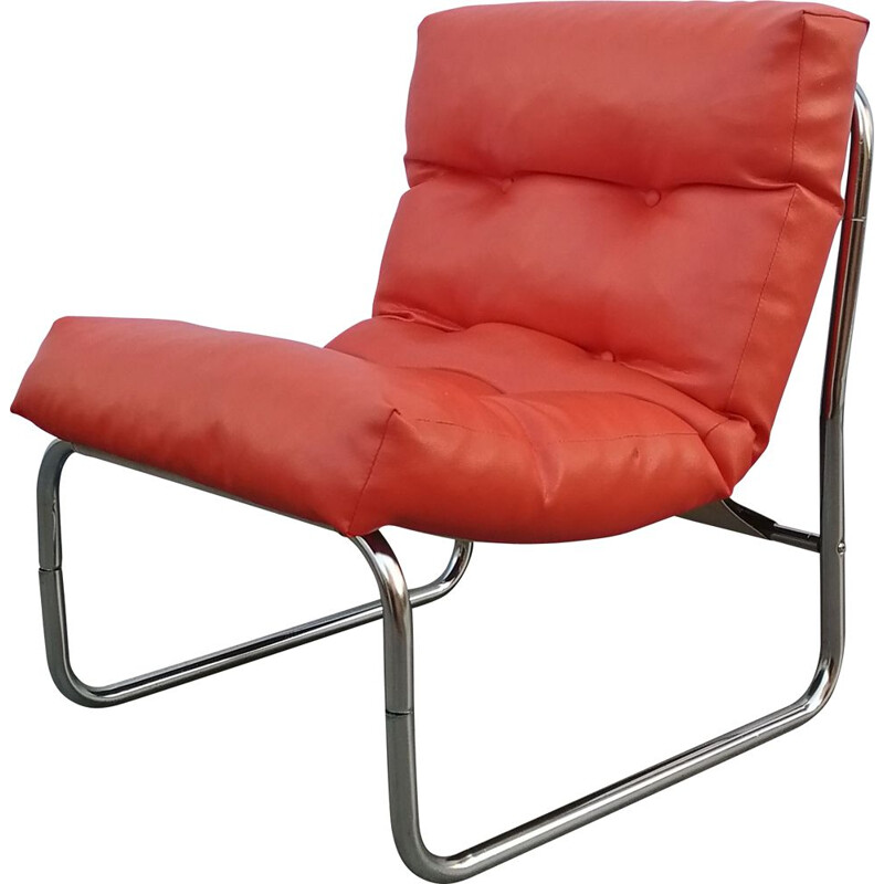Vintage Pixi orange armchair by Gillis Lundgren for Ikea, 1970s