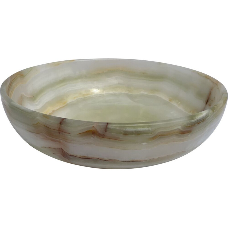 Mid-century handmade carved onyx bowl