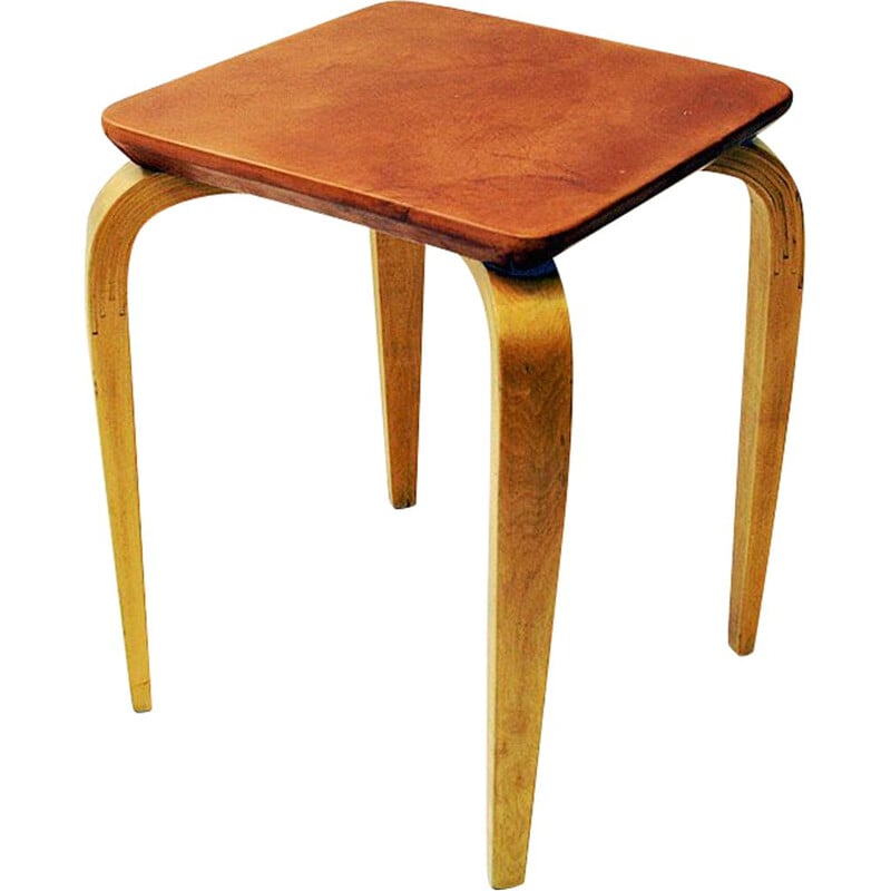 Vintage leather stool by G A Berg, Sweden 1940s