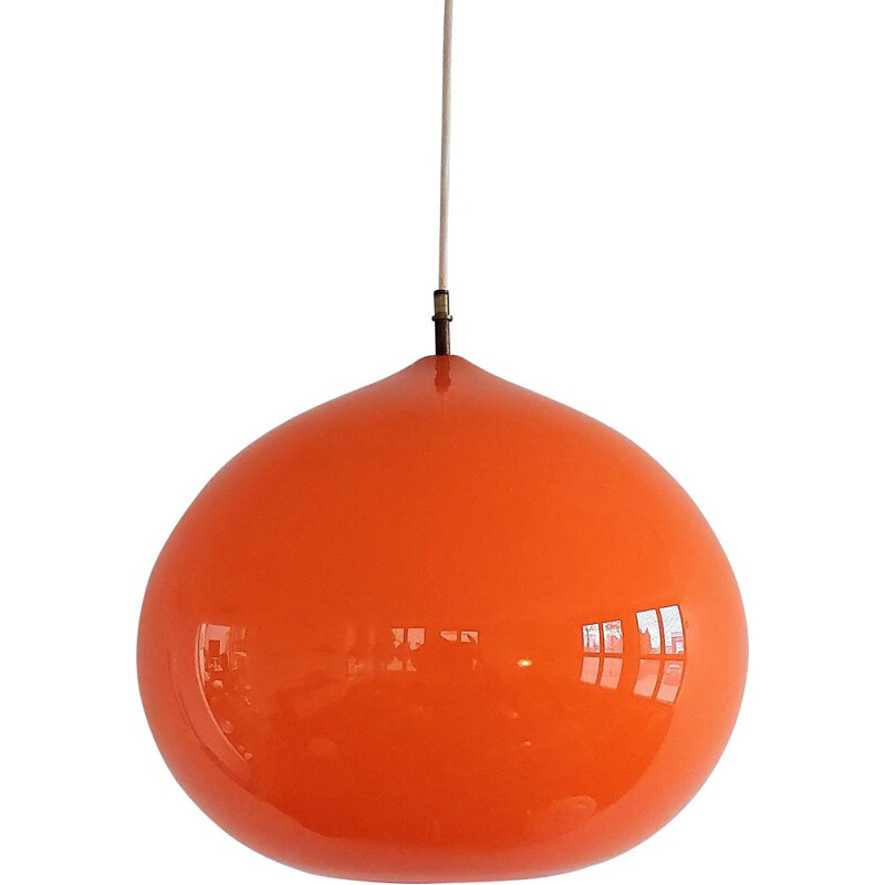 Vintage darker orange "Cipola" pendant lamp by Alessandro Pianon for Vistosi, Italy 1950-1960s
