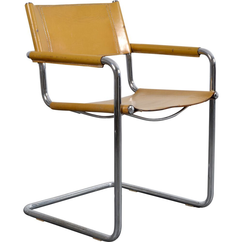 Vintage cantilever leather armchair by Mart Stam for Linea Veam, 1930s