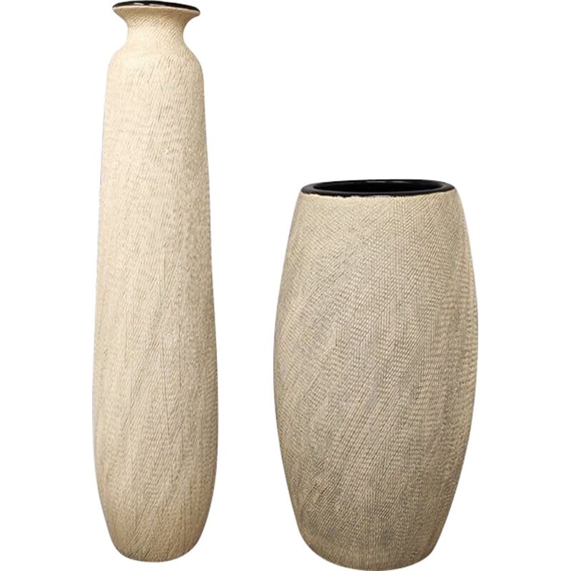 Pair of vintage ceramic vases by Deruta, Italy 1970s