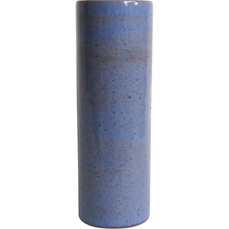 Vintage blue ceramic scroll vase by Antonio Lampecco 